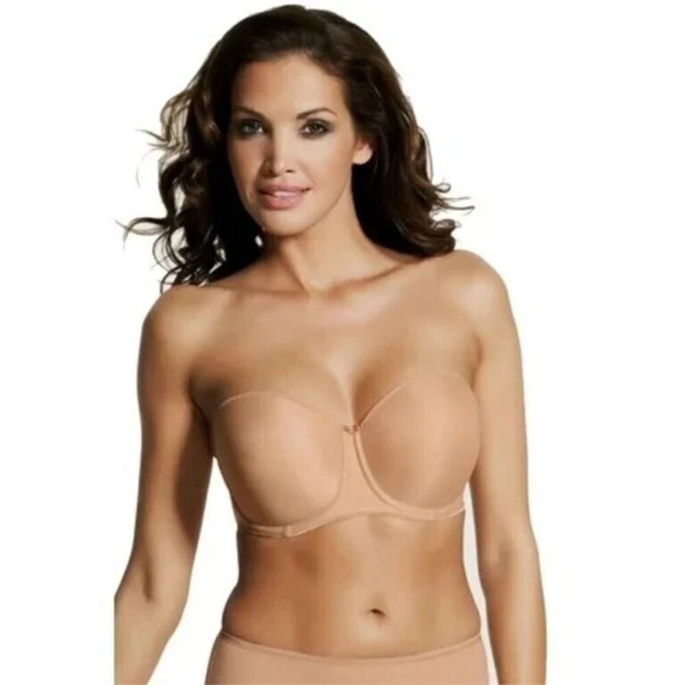 34G Smoothing bandless strapless or strap silky foam cup bra w/gripper elastic